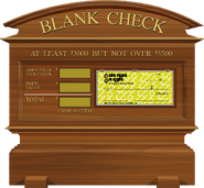 "Blank Check" board with $3000-$3500 range. (1981-1986)