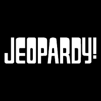 Jeopardy! Logo in Black Background in White Letters