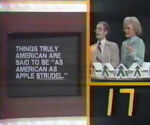 A round in progress from Celebrity Whew!. Can you figure out the correct answer? Can Betty White and her contestant partner?