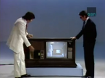 An example of a demonstration of the contestant's product or service from the 1970s. This particular one is the failed Cartrivision video system.