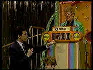 And here Chuck places a BONUS sticker on the contestant's podium. She scored another BONUS sticker from earlier in the game which means if she becomes the overall winner, she'll have THREE chances to unlock the safe