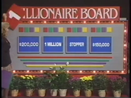 This board is used for road shows like at Purdue University in West Lafayette (notice the Millionaire Board text at the top of the board)...