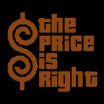 The Price is Right Saddle Brown Logo with Trimmed Letters in Black Background
