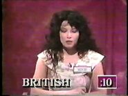 Contestant Midori gossiping about Dudley Moore with 10 seconds left to go. Her word is "British" for his nationality.