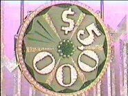 The $5,000 sign seen on the CBS Daytime Run may have been an unused $25,000 sign, as one of the spaces was blank.