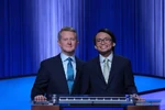 Paolo Pasco (right) with Jeopardy! host Ken Jennings (left)