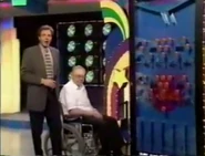 Larry Anderson and a contestant in the Dream Machine in 1996.