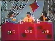 The contestant area for the first part of the run (note the podiums are replicas of dice).