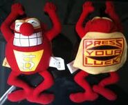 Big Bucks..."No Whammies!" These are the PYL Whammy plush dolls. One shows the front and one shows the back.