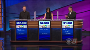 Now Jeopardy is sponsored by Centrum on the podiums