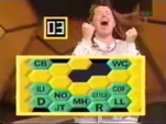 Bb1987goldrunwin.jpg (185 KB) A Gold Run Win with 3 seconds left. This contestant, Jeanne, was the only player to retire undefeated, and pick up the full $52,000 in Gold Run money; added to her $1,000 in consolation cash from her previous Gold Runs, she left with $53,000. As this board indicates, she passed on two questions.