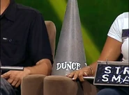 This was what the Dunce Cap looked like in the pilot and the earlier taped episodes. Note the lack of buzzers on the chair armrests during the pilot.