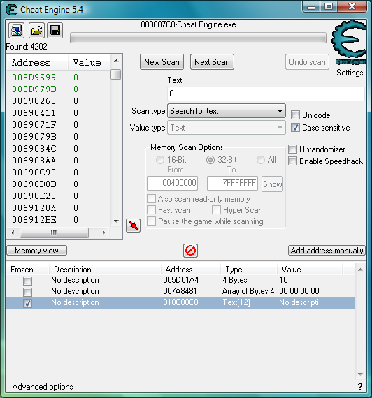 Cheat Engine :: View topic - Getting Hash?