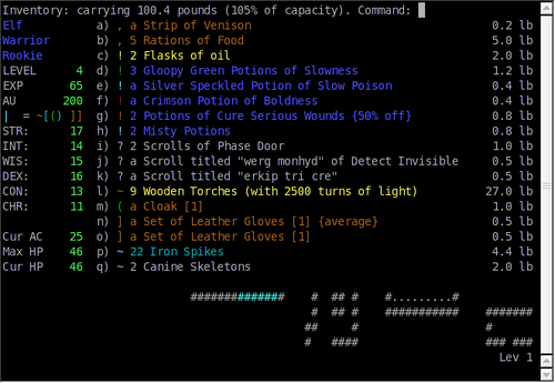 Zangband inventory