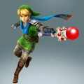 Link, wielding some sort of magical rod in Hyrule Warriors.