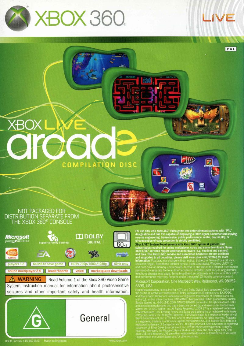 Игры 360 live. Xbox 360 Arcade. Xbox 360 Arcade игры. Xbox 360 Arcade Compilation Disc. Xbox Live Arcade (Xbox 360) обложка.