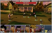 Penny Arcade Adventures'"`UNIQ--nowiki-00000005-QINU`"'s battle screen, with Gabe and the Player executing a simultaneous attack for extra damage