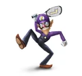 Waluigi as he appears in Super Smash Bros. Brawl.