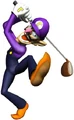 Waluigi playing golf.