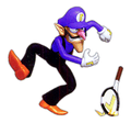 Waluigi as he appears in Mario Tennis.