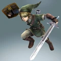 Link as he appears in Hyrule Warriors with his Twilight Princess outfit.