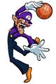 Waluigi as he appears in Mario Hoops 3-on-3.