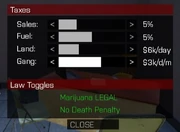 Governor Tax and Law Menu