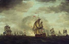Engaging a Spanish fleet, 1744