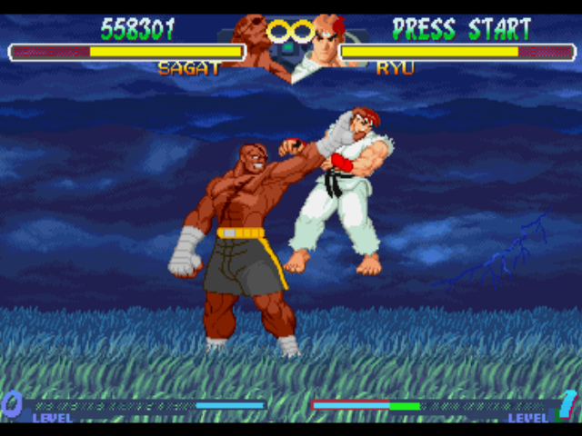 Street Fighter 1 (Arcade) Thailand Stage 2: Ryu vs. Sagat + Ending 