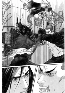 Shion removes Saitou's arms with a single swing of his sword