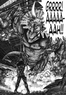 The alien charges at Shion.