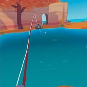 Un pesce che ha abboccato alla Canna da pesca, vicino a un banco di pesci