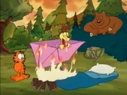 Survival: Garfield sees their camping trip is going wrong before it even starts.