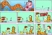 Odie! Hee hee hee! Stop tickling my toes! Ha ha!