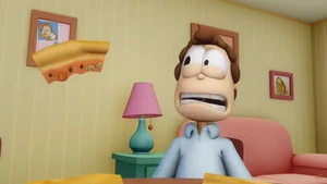 Jon is terrified when he sees a slice of pizza eating itself.