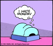 6/21/1982 Garfield says his iconic line in bed.