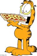 Garfield eating pizza