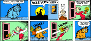 Garfield's first performance on the fence