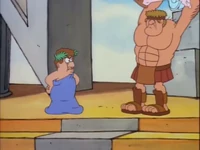 A construction worker hurling Jonah.