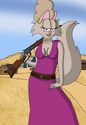 Mona with lever-action Winchester M1873.