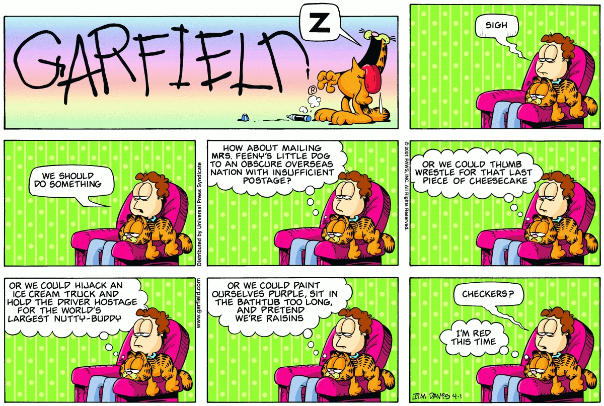 Garfield, April 2001 comic strips Garfield Wiki Fandom