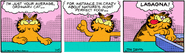 Garfield's first interaction with lasagna.