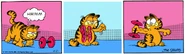 Garfield learns the effects of pumping iron.