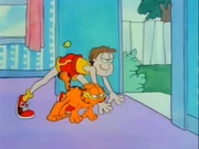 Jogging: Garfield and Jon line up to race, only for Garfield to have a different plan.