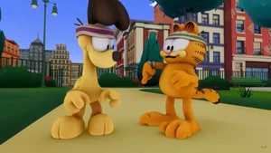 Garfield needs Odie to touch his wiggly toes for him.