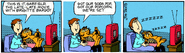 Garfield's first time watching TV.