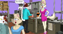 In the kitchen.