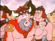 The Squad Leader making a remark to the audience in "Jon the Barbarian"