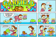 Third and Sixth Panel: Odie's eye is the same color as his fur.