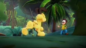 Odie sees Lyman during an imaginary adventure with his friends.